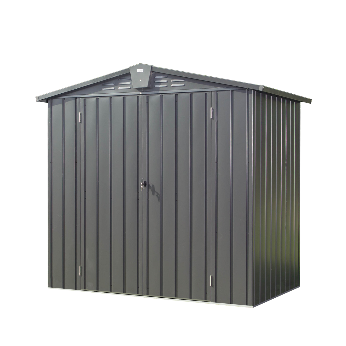 Outdoor Storage Shed 6.5'x 4.2', Metal Garden Shed for Bike, Trash Can, Tools, Lawn Mowers,Galvanized Steel Outdoor Storage Cabinet with Lockable Door for Backyard, Patio, Lawn (6.5x4.2ft, Dark Gray)