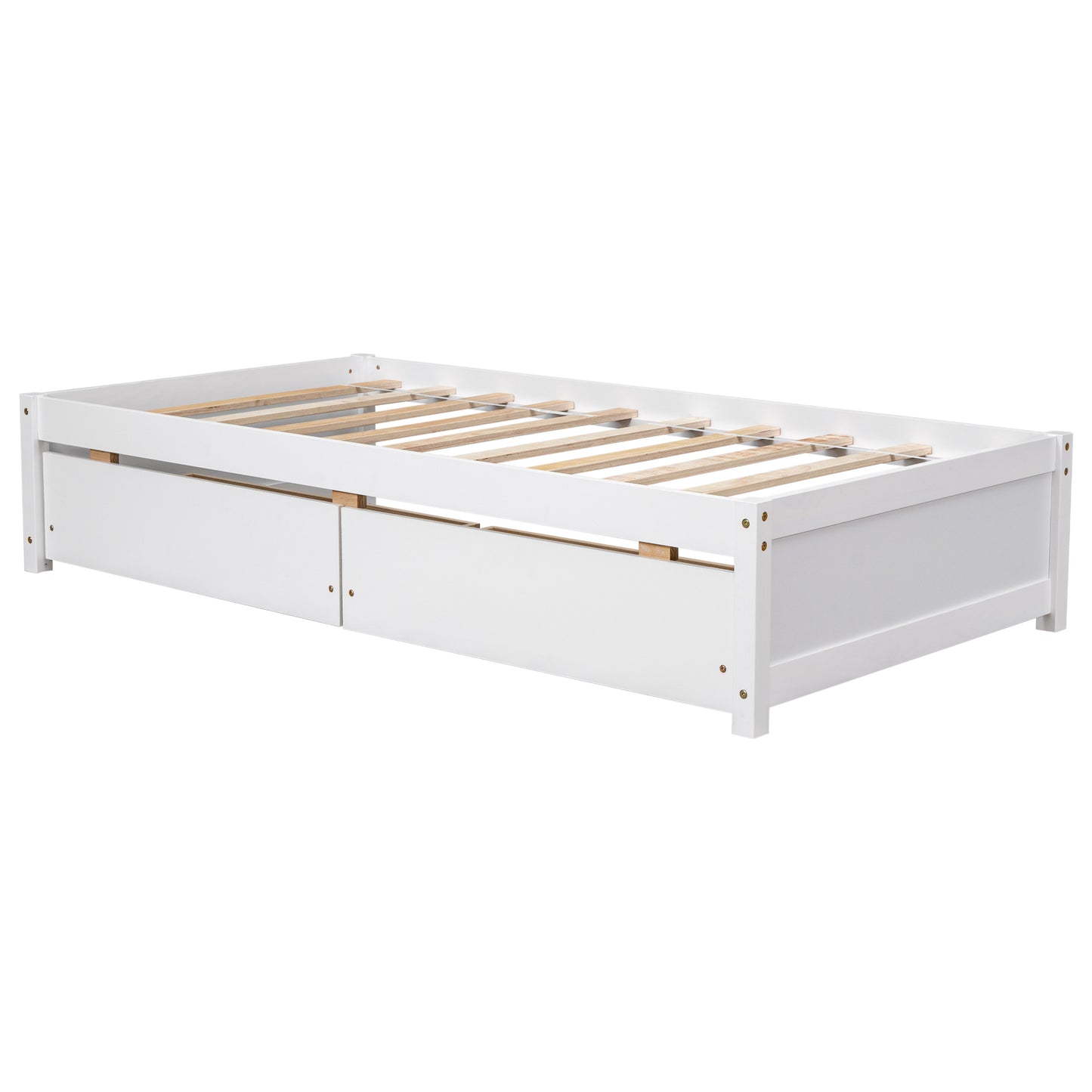 Twin Bed with 2 Drawers, Solid Wood, No Box Spring Needed ,(Old SKU:W50422209)