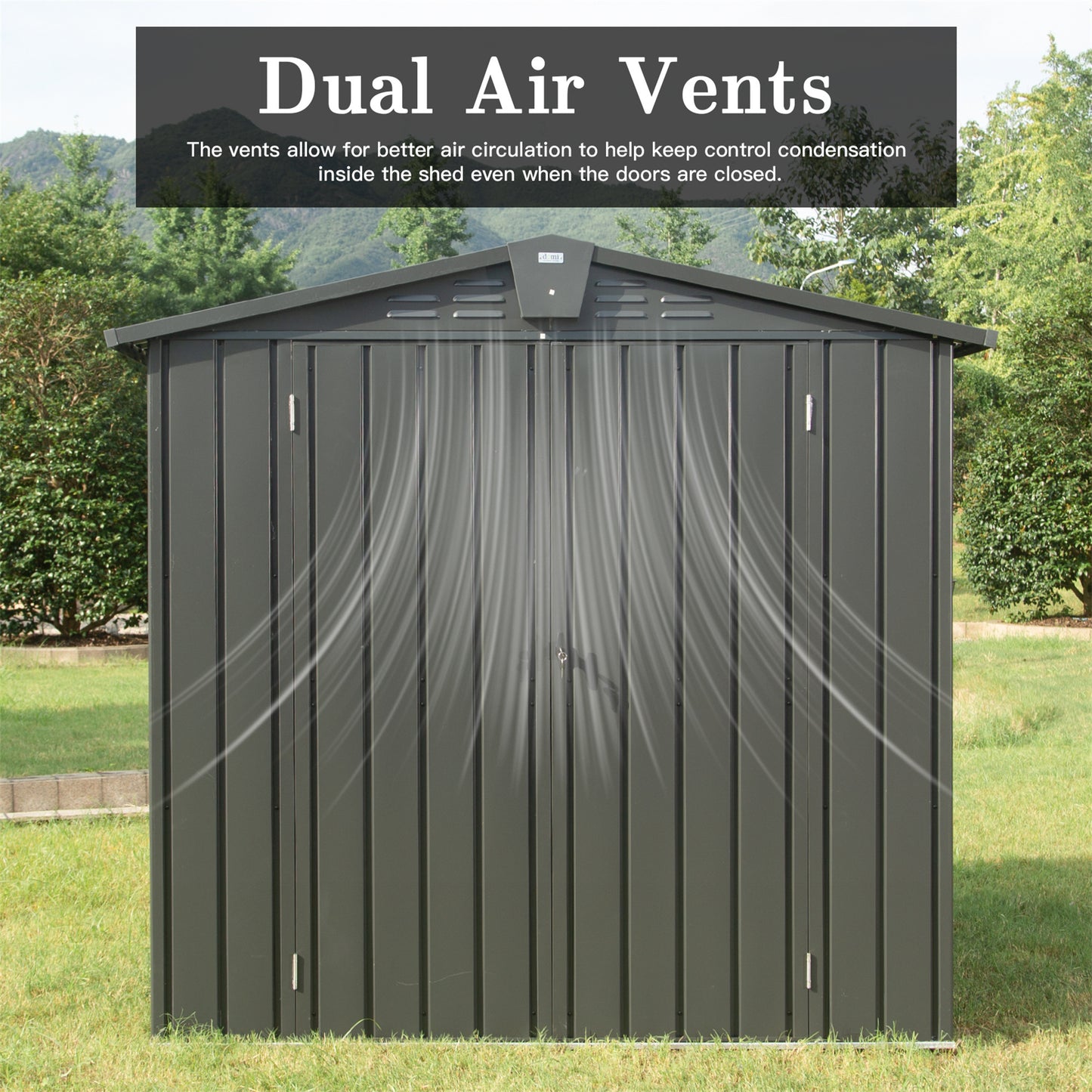 Outdoor Storage Shed 6.5'x 4.2', Metal Garden Shed for Bike, Trash Can, Tools, Lawn Mowers,Galvanized Steel Outdoor Storage Cabinet with Lockable Door for Backyard, Patio, Lawn (6.5x4.2ft, Dark Gray)