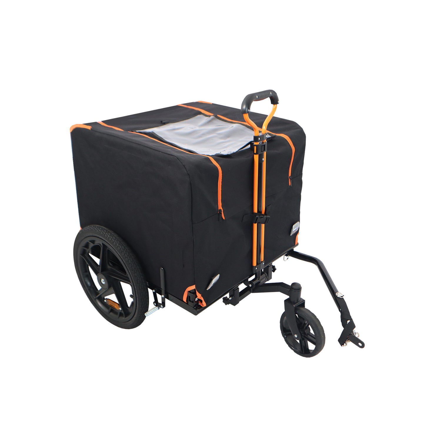 Foldable Pet Jogging Stroller Dog Carriers Bicycle Trailer Pet Dog Cat Bike Trailer Orange and Black - Ideal for Small Pets