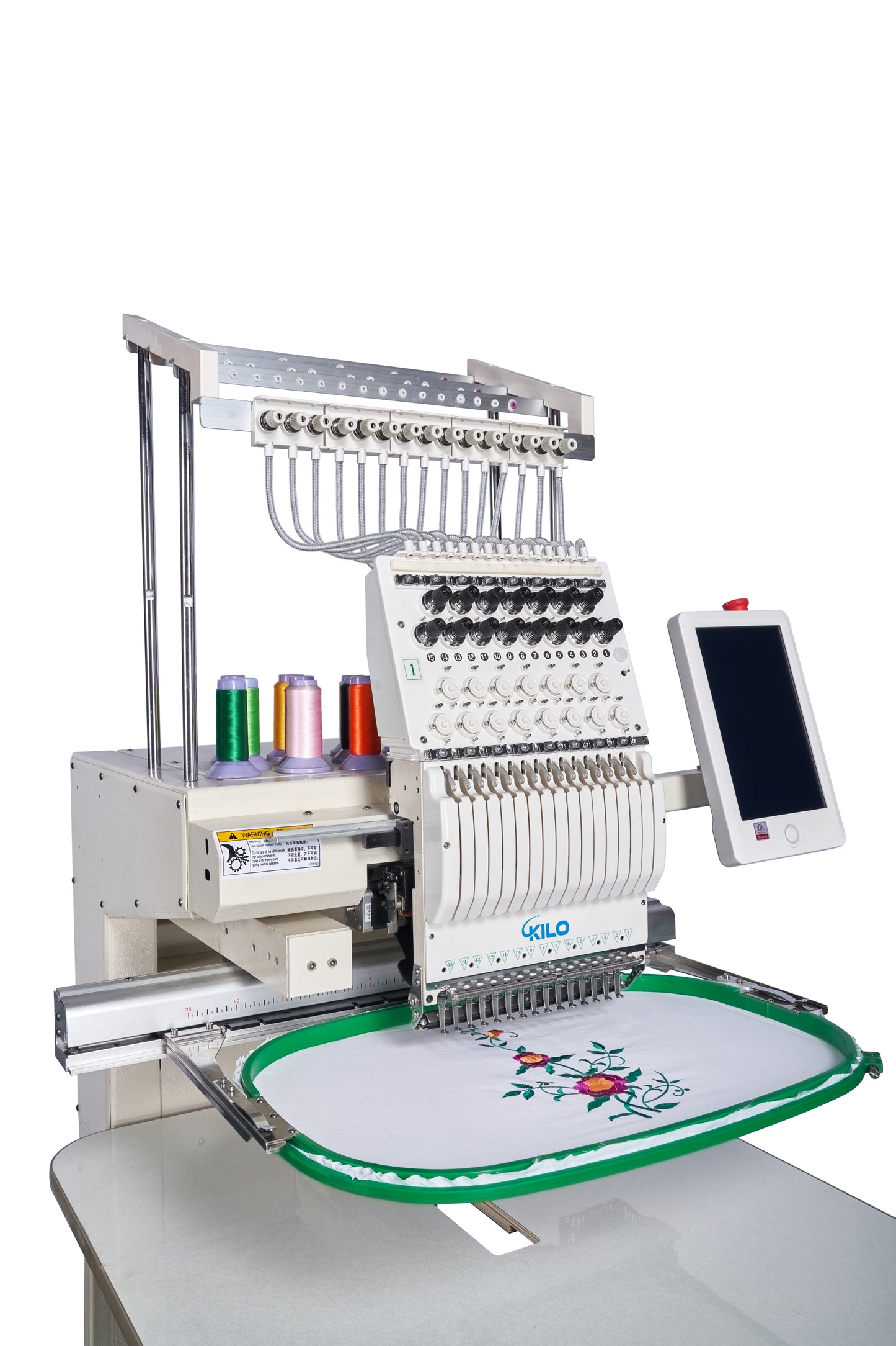 Commercial Embroidery Machine with 15 Needles 13' x 20' LCD Embroiderer Pattern for Cap Hat T-Shirt Laser Positioning 1501