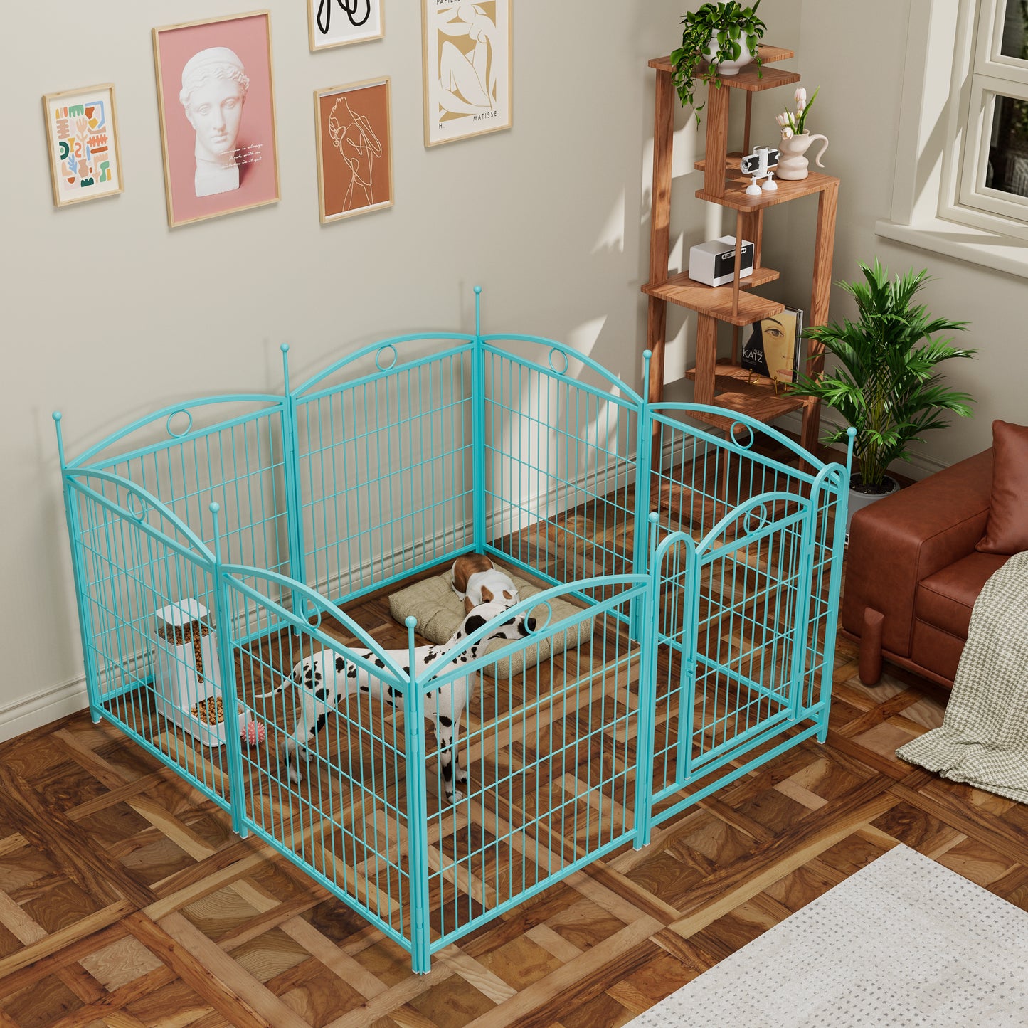 Dog Playpen Indoor 32 inch 8 Panels Metal Dog Pen Pet Dog Fence Outdoor Exercise Pen with Doors, Heavy Duty Dog Fence Puppy Pen for Large Medium Small Dogs Indoor Outdoor Foldable Pet Exercise Pen