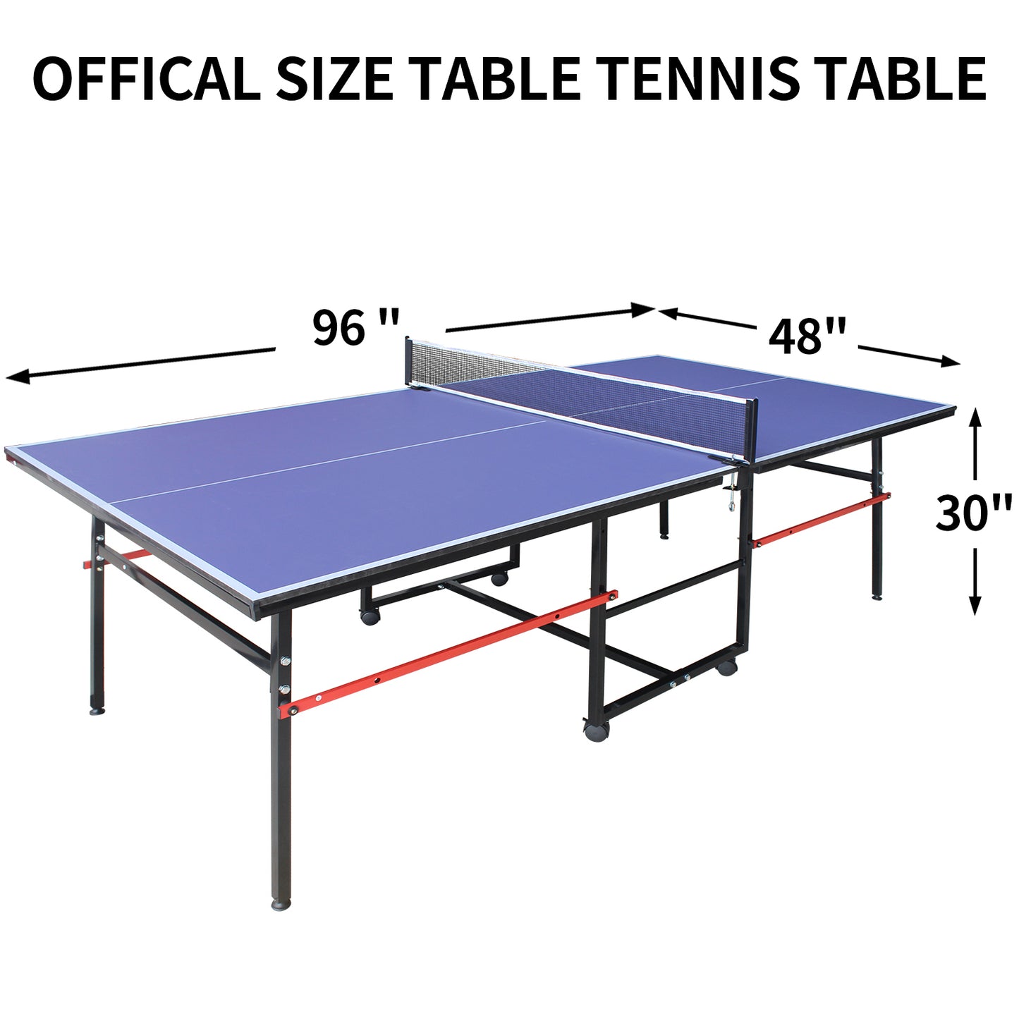 8ft Mid-Size Table Tennis Table Foldable & Portable Ping Pong Table Set for Indoor & Outdoor Games with Net, 2 Table Tennis Paddles and 3 Balls