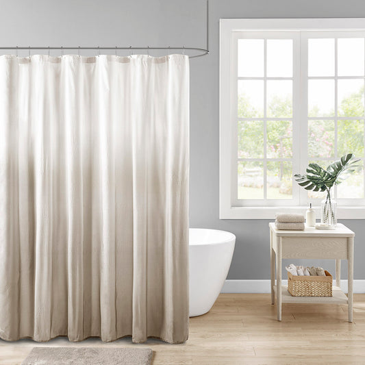 Ombre Printed Seersucker Shower Curtain Taupe 72x72'