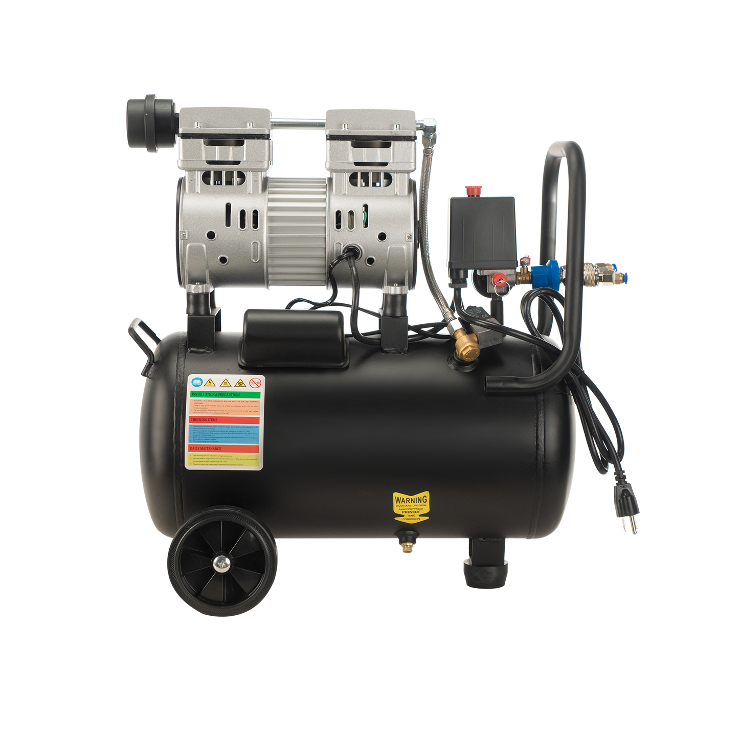 6.3 Gallon Air Compressor, 1.2HP, Max. 116PSI Pressure, 65 dB Ultra Quiet Compressor for Auto Repair, Tire Inflation, Spray Painting, Woodwork Nailing