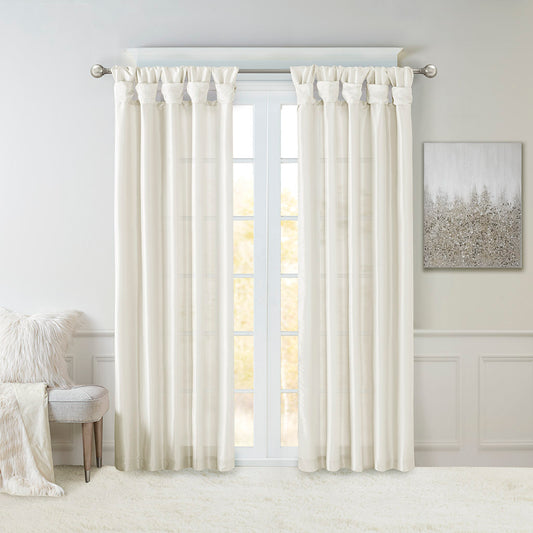 Twist Tab Lined Window Curtain Panel White 50x84'