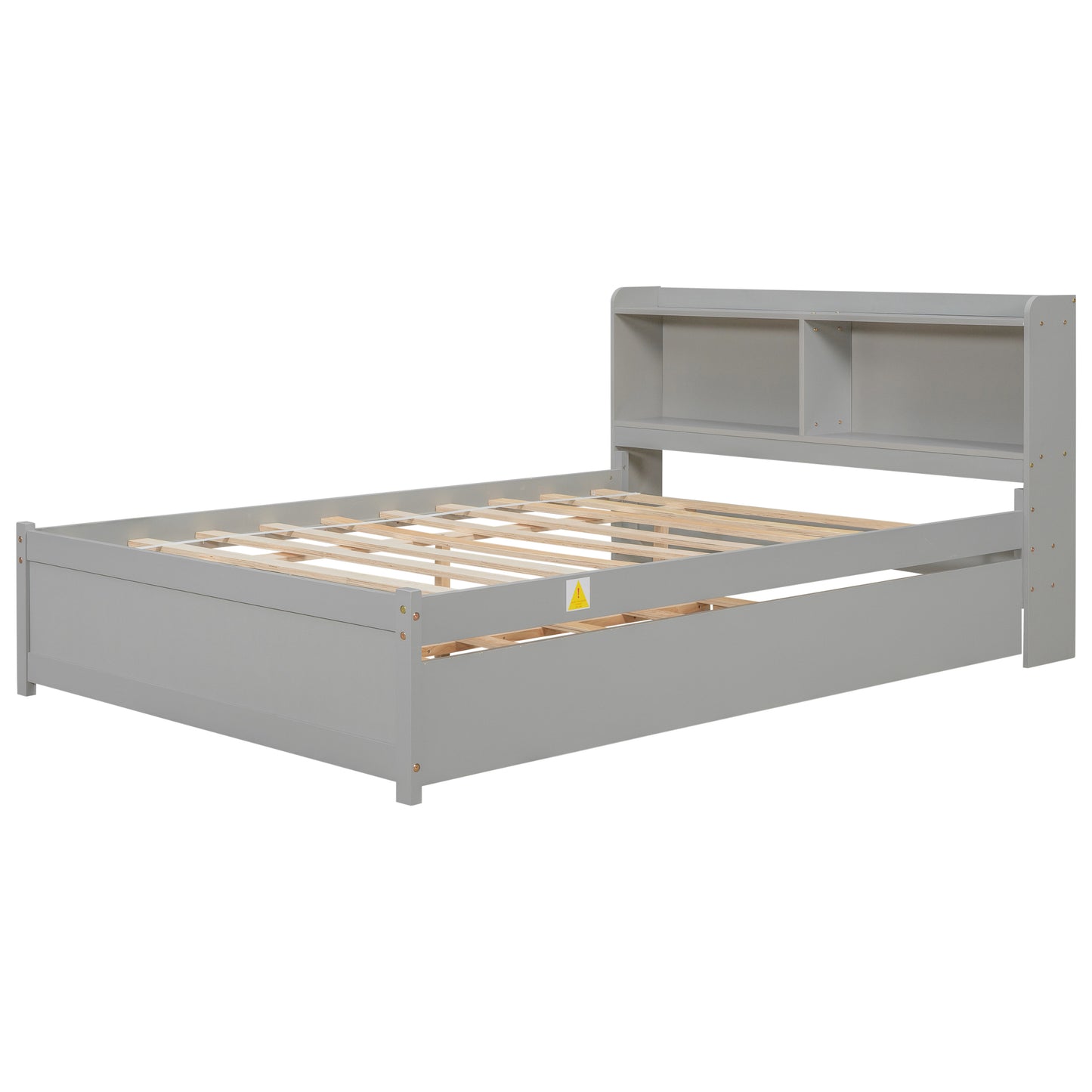 Full Bed with Trundle,Bookcase,Grey