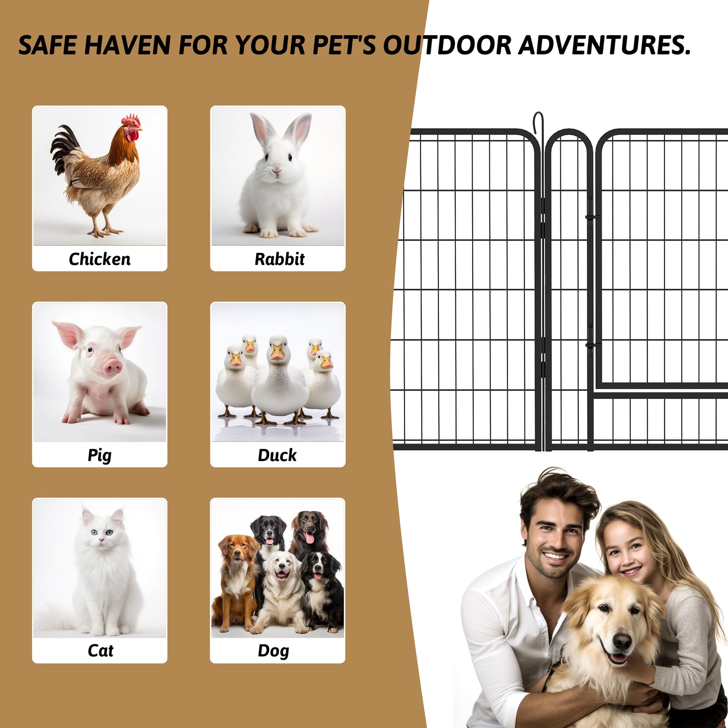 16 Panels Heavy Duty Metal Playpen with door,31.7"H Dog Fence Pet Exercise Pen for Outdoor