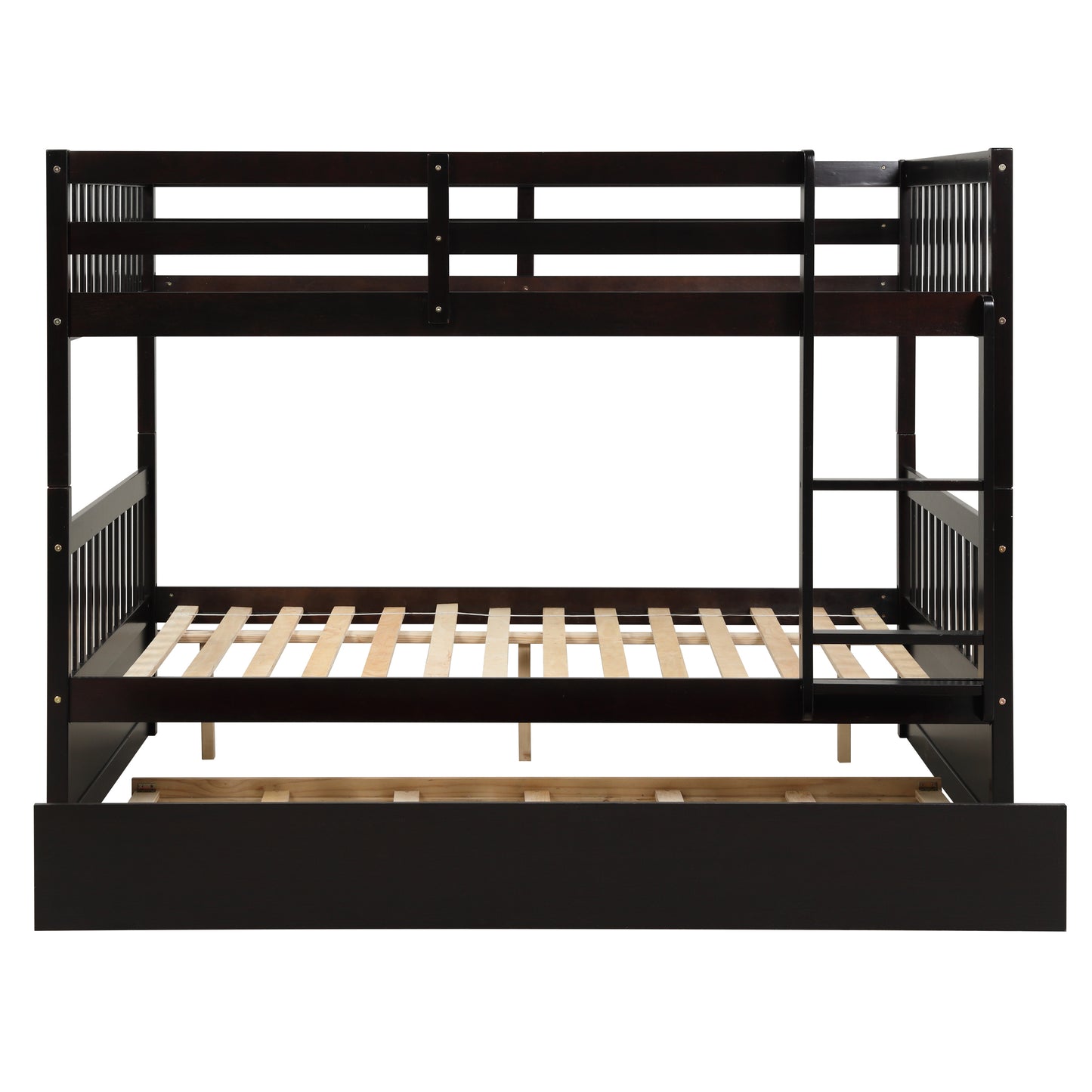 Full Over Full Bunk Bed with Trundle,Espresso