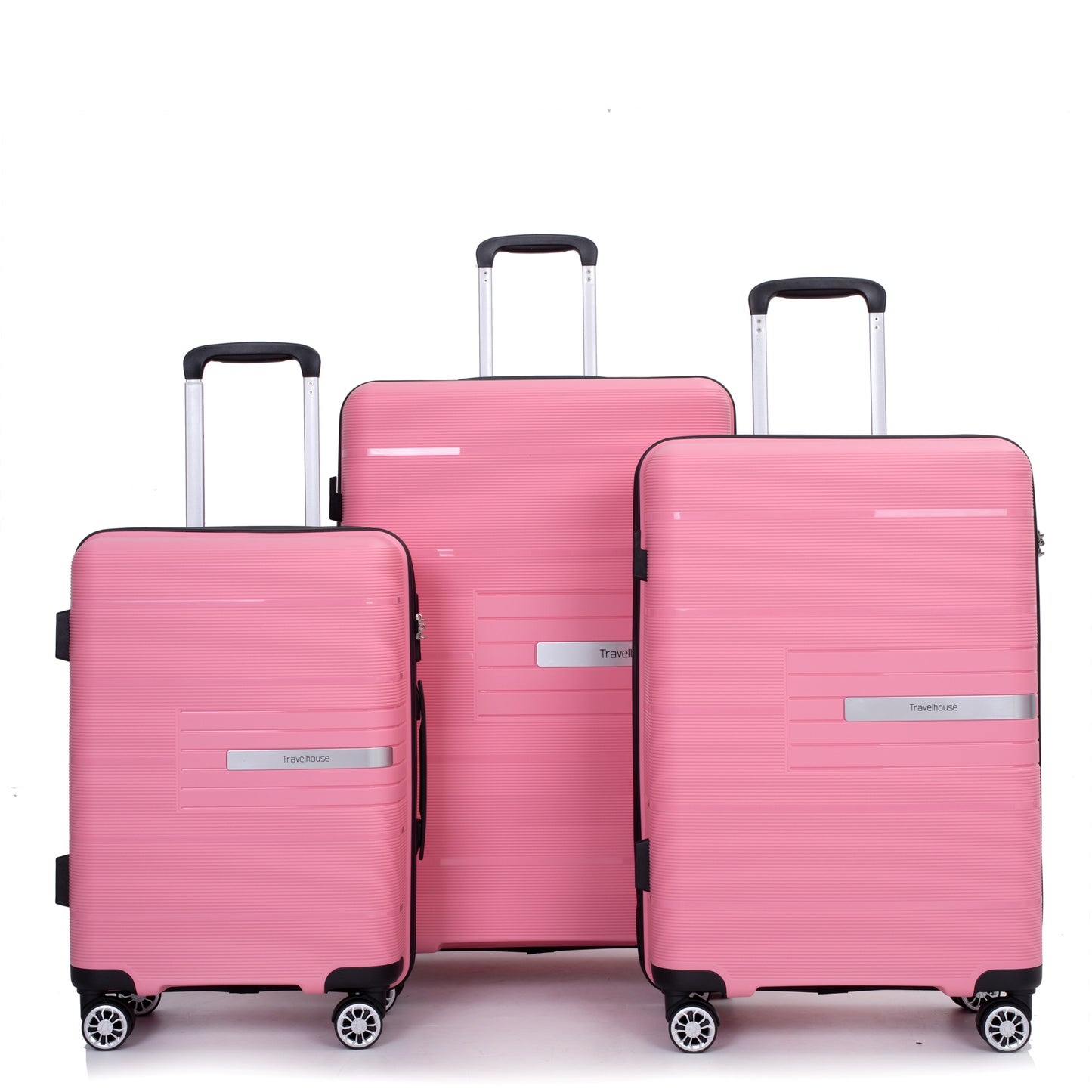 Hardshell Suitcase Double Spinner Wheels PP Luggage Sets Lightweight Durable Suitcase with TSA Lock,3-Piece Set (20/24/28) , Pink