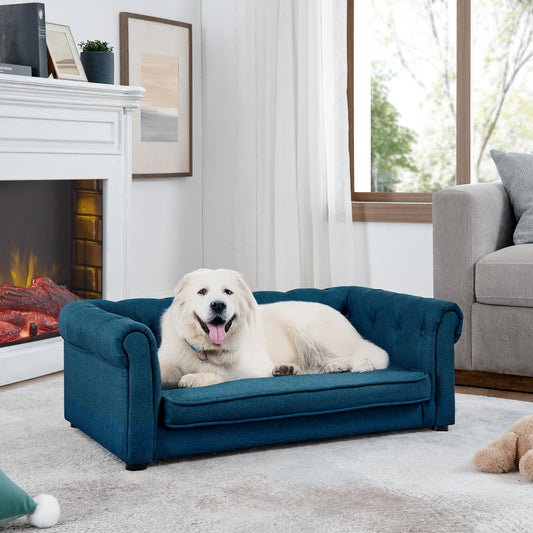 Elegant Rectangle Pet Bed for Medium and Large Dogs, Durable Elevated Dog Sofa Bed, Comfortable Dog Couch, Modern and Stylish Dog Sofa for Large Dogs,Blue