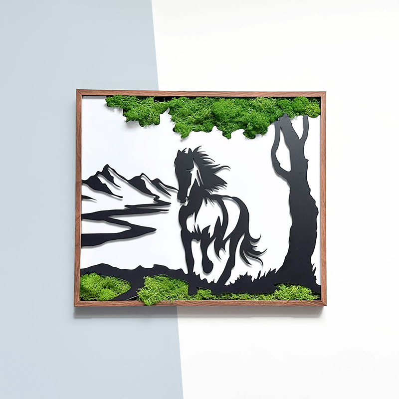 Horse Moss Metal Wall Art