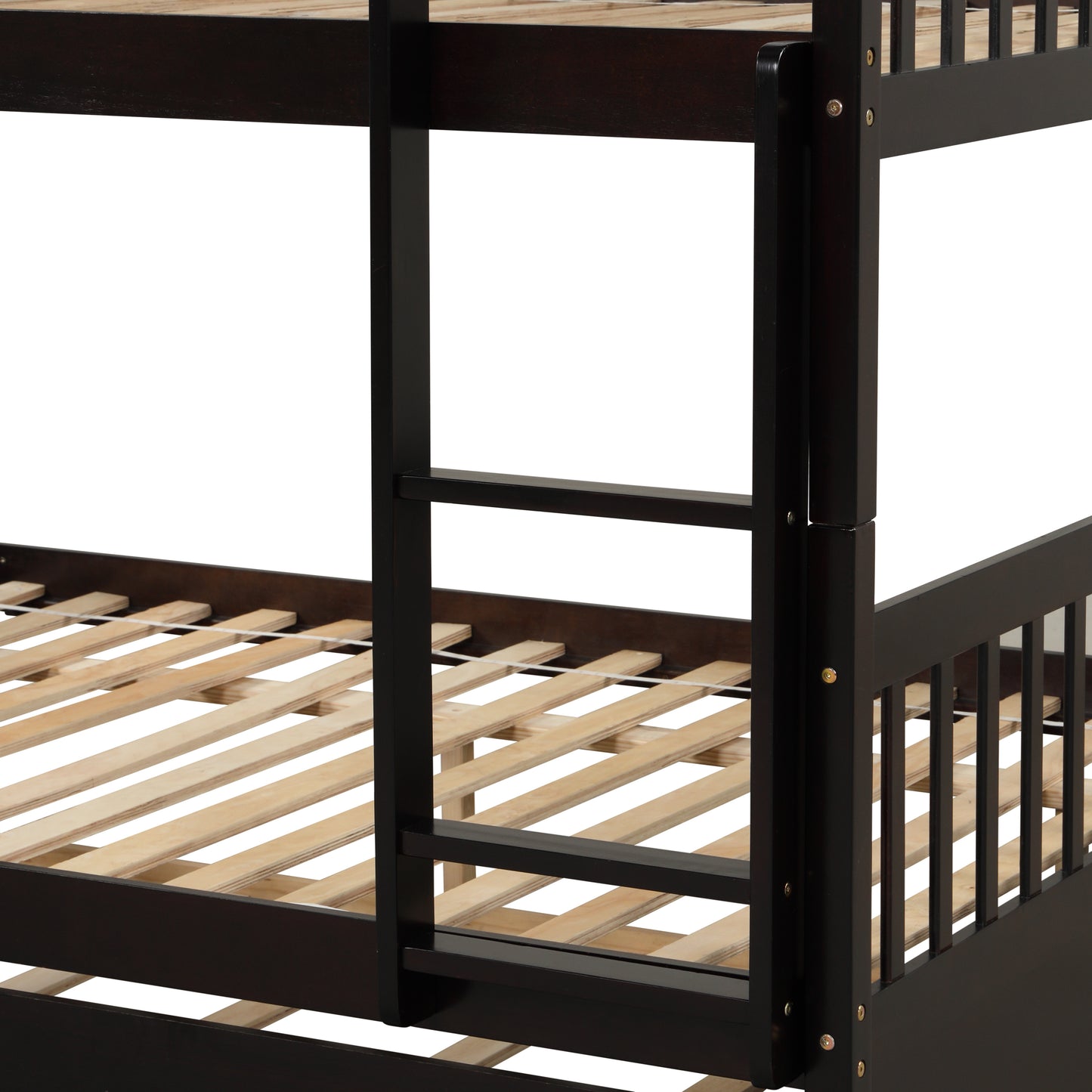 Full Over Full Bunk Bed with Trundle,Espresso