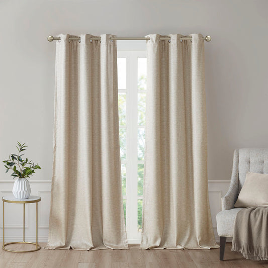 Tonal Printed Faux Silk Total Blackout Curtain Panel Pair(2 Pcs Window Panels)