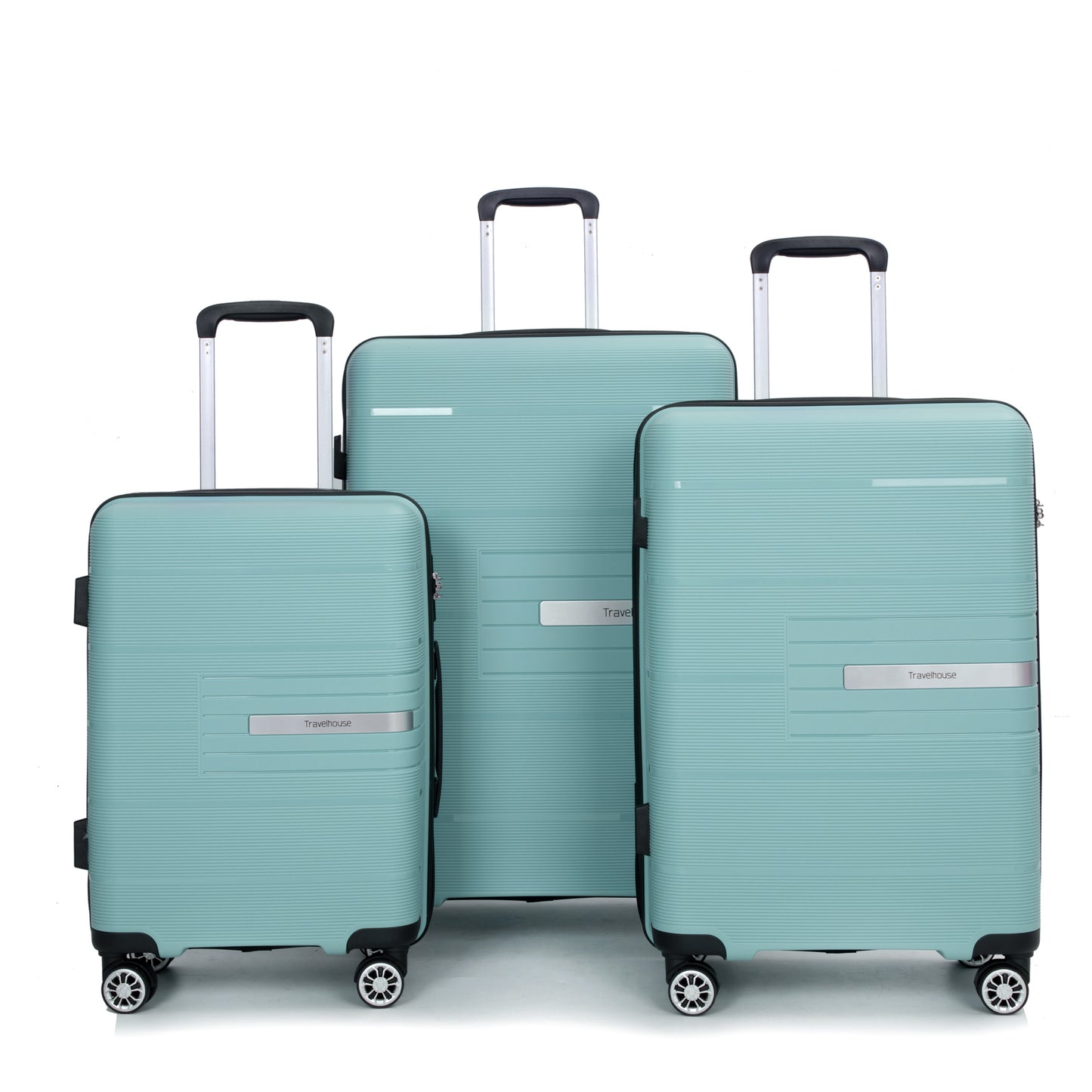 Hardshell Suitcase Double Spinner Wheels PP Luggage Sets Lightweight Durable Suitcase with TSA Lock,3-Piece Set (20/24/28) , Light Green