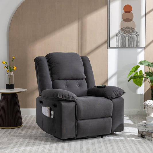 Massage Recliner,Power Lift Chair for Elderly with Adjustable Massage and Heating Function,Recliner Chair with Infinite Position and Side Pocket for Living Room(Old SKU:WF308781AAE) ,Gray