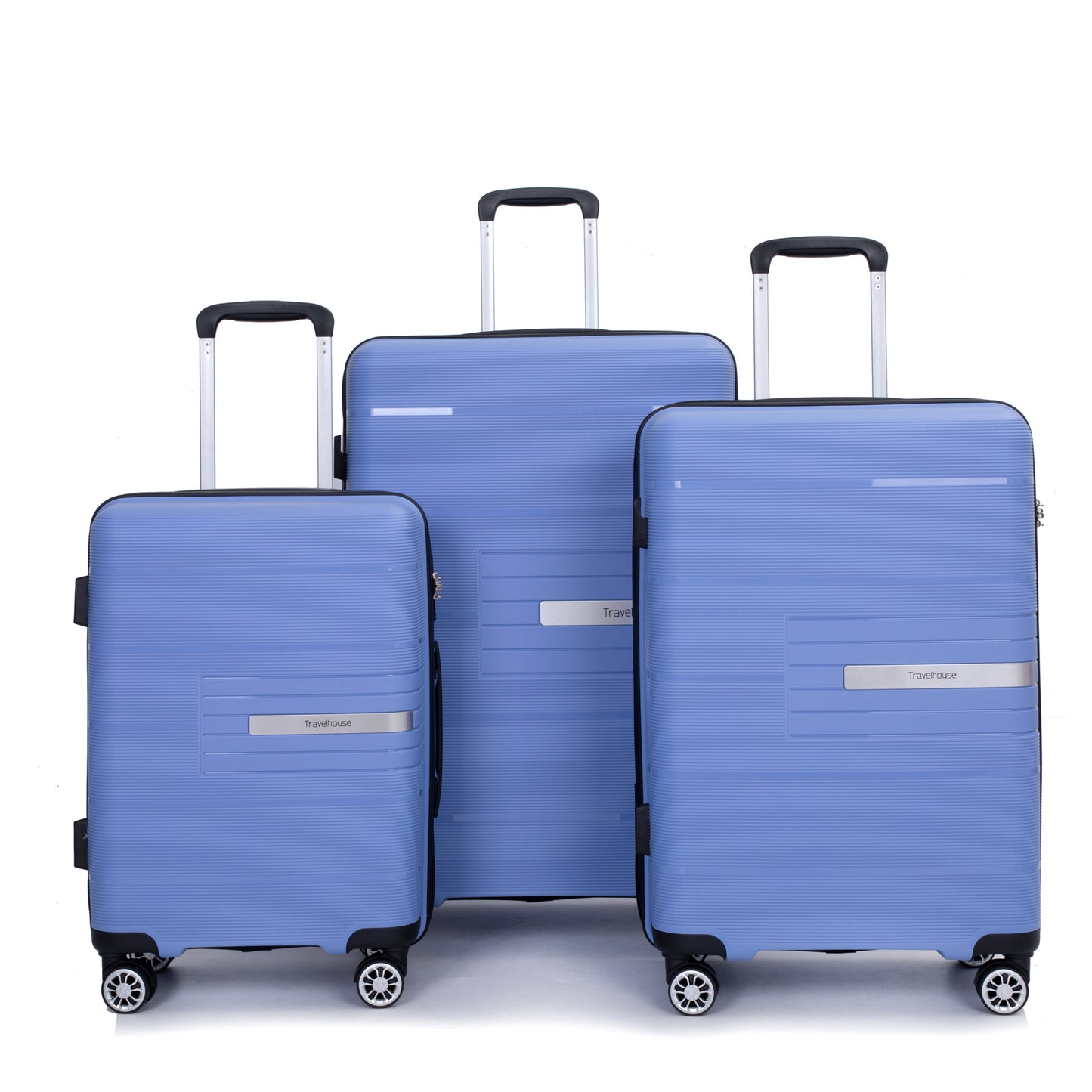 Hardshell Suitcase Double Spinner Wheels PP Luggage Sets Lightweight Durable Suitcase with TSA Lock,3-Piece Set (20/24/28) , Purplish Blue