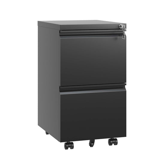 2 Drawer Metal  Mobile File Cabinet, Rolling File Cabinet with Lock for Hanging Legal/Letter/A4 Size,Fully Assembled Except Wheels