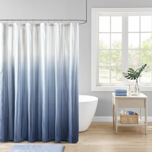 Ombre Printed Seersucker Shower Curtain Blue 72x72'