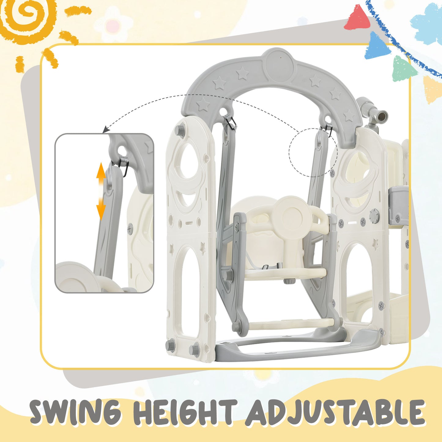 Toddler Slide and Swing Set 5 in 1, Kids Playground Climber Slide Playset with Telescope, Freestanding Combination for Babies Indoor & Outdoor