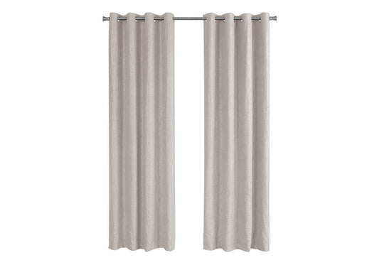 Curtain Panel, 2pcs Set, 54'w X 95'l, Room Darkening, Grommet, Living Room, Bedroom, Kitchen, Beige Micro Suede, Contemporary, Modern