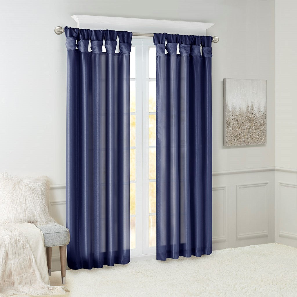 Twist Tab Lined Window Curtain Panel Navy 50x95'