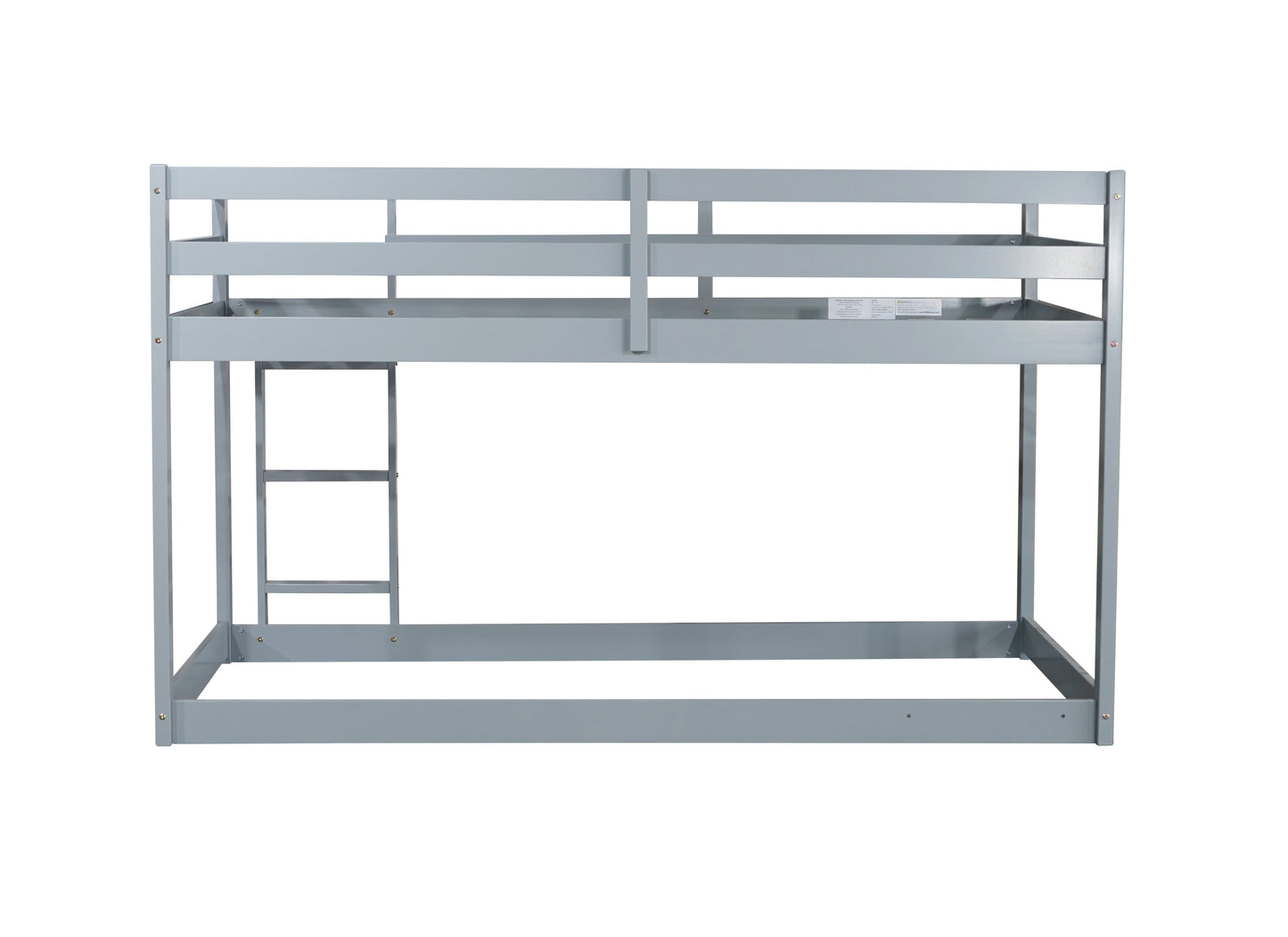 Solid Wooden, Solid Rubber Wooden Twin over Twin Loft Bed with Ladder, with Bed Platform of Strengthened Slats , Grey