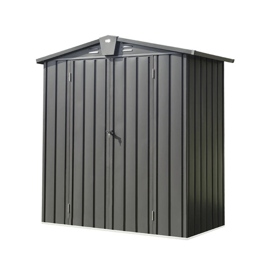 Outdoor Storage Shed 5.7x3 FT,Metal Outside Sheds&Outdoor Storage Galvanized Steel,Tool Shed with Lockable Double Door for Patio,Backyard,Garden,Lawn (5.7x3ft, Dark Gray)