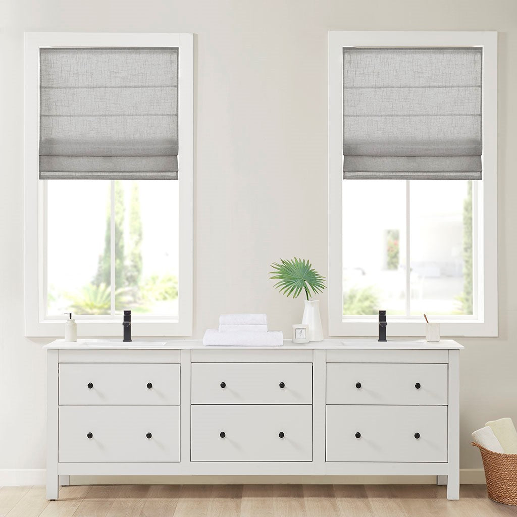 Linen Blend Light Filtering Cordless Roman Shade Grey 35x64'