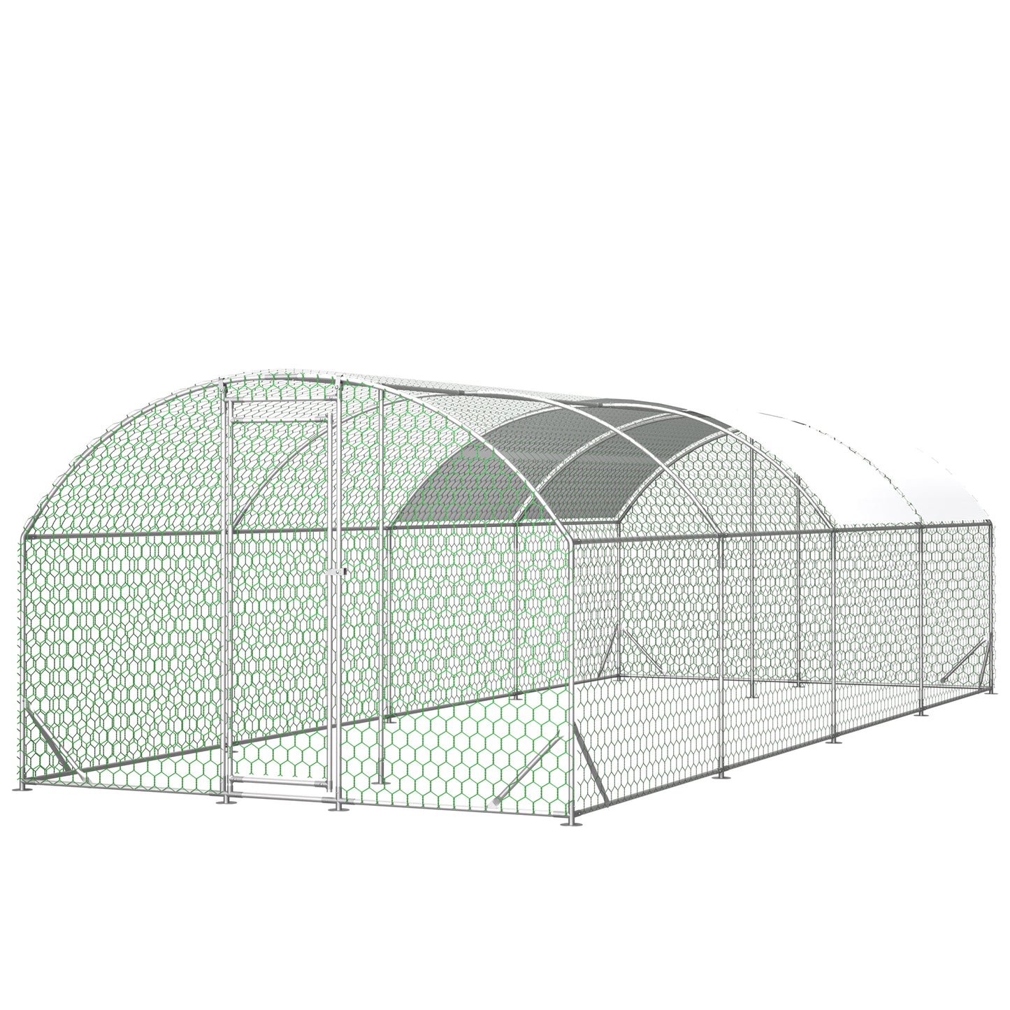 26'x9'x6'Large Metal Chicken Coop,Walk-in Poultry Cage,Chicken Run with Waterproof Cover,Outdoor Backyard Farm,Chicken Rabbits Duck Run Pen,Easy to Assemble And Clean