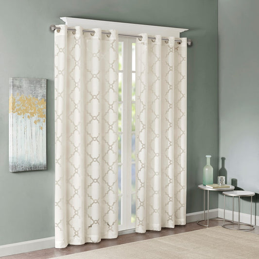 Fretwork Burnout Sheer Curtain Panel(Only 1 Pc Panel)