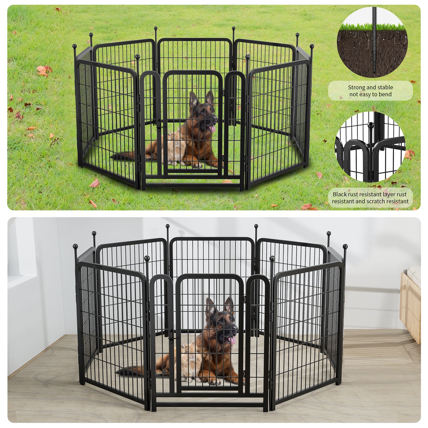 Dog Playpen 8 Panels 32" Height Heavy Duty Dog Fence Puppy Pen for Large Medium Small Dogs Indoor Outdoor Foldable Pet Exercise Pen