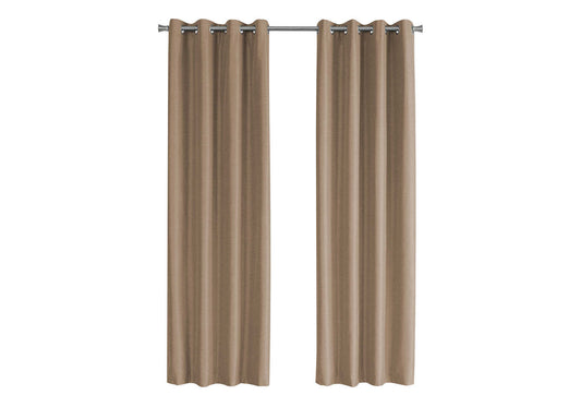 Curtain Panel, 2pcs Set, 54'w X 95'l, 100% Blackout, Grommet, Living Room, Bedroom, Kitchen, Brown Thermal Insulation Polyester, Contemporary, Modern