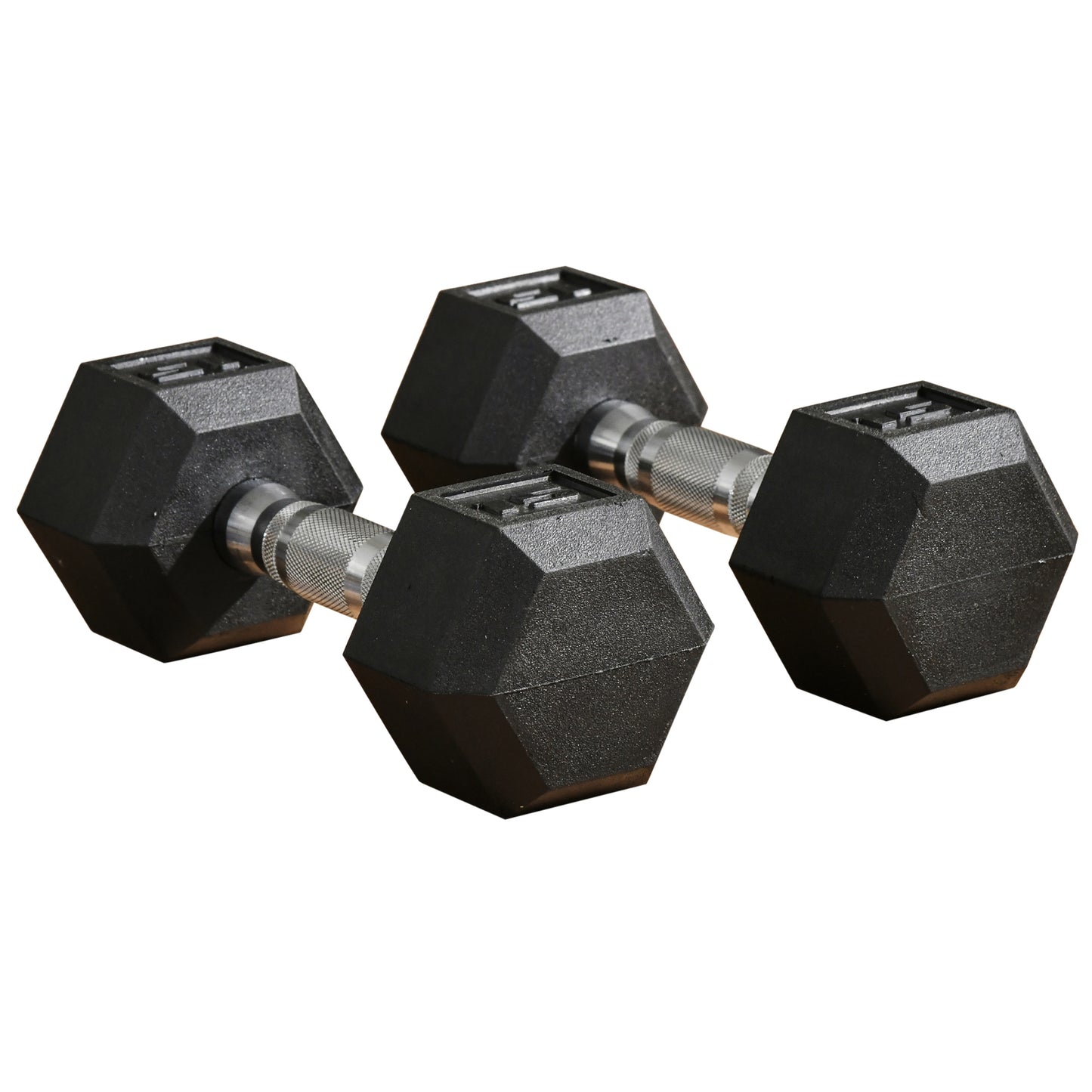 Soozier 2 x 15lbs Hex Dumbbell Set of 2, Rubber Weights Exercise Fitness Dumbbell with Non-Slip Handles, Anti-roll, for Women or Men Home Gym Workout