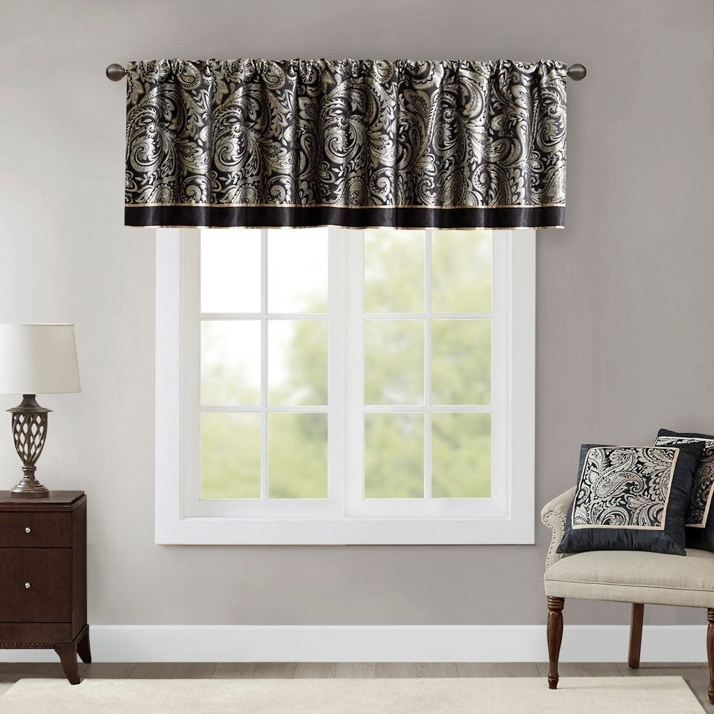 Jacquard Window Valance Black 50x18'