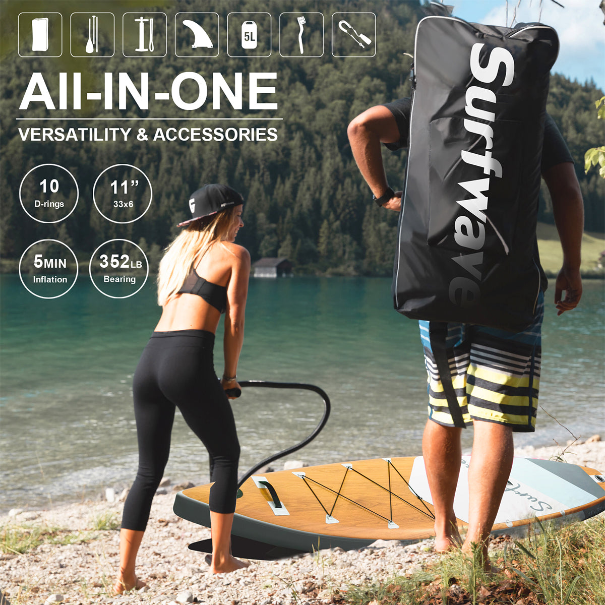 Inflatable Stand Up Paddle Board 11'x34"x6" With Accessories