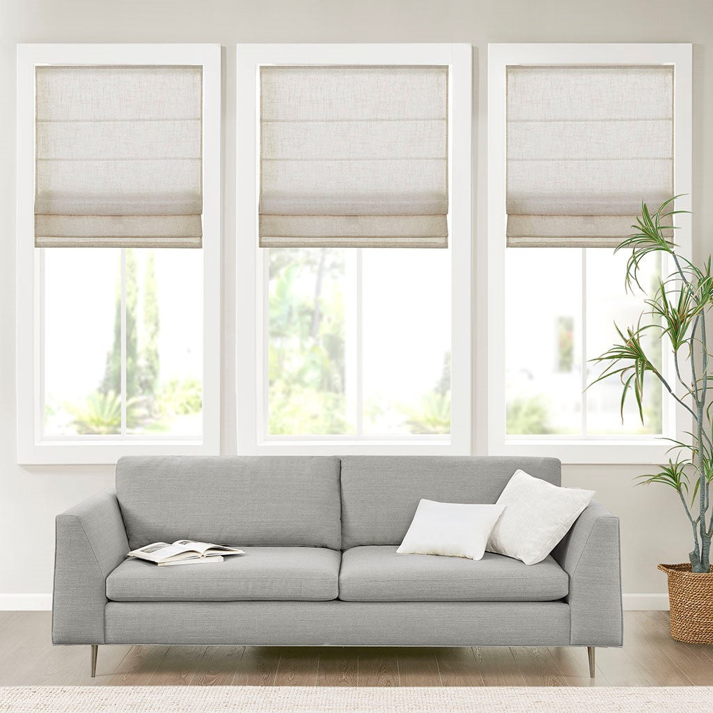 Linen Blend Light Filtering Cordless Roman Shade Natural 31x64'