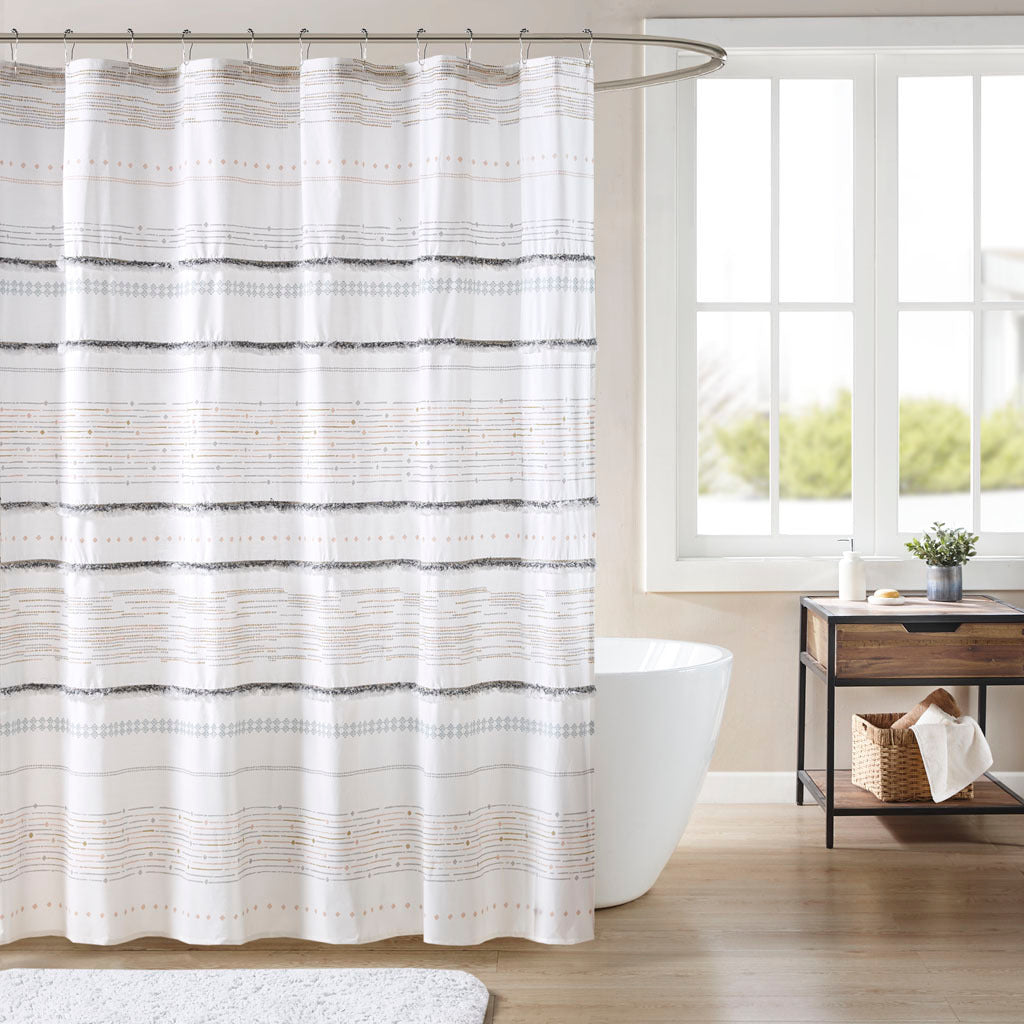 Cotton Printed Shower Curtain with Trims