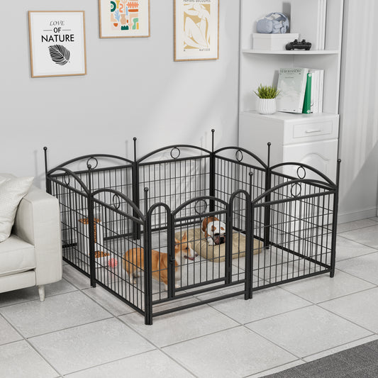 Dog Playpen Indoor 24 inch 8 Panels Metal Dog Pen Pet Dog Fence Outdoor Exercise Pen with Doors, Heavy Duty Dog Fence Puppy Pen for Large Medium Small Dogs Indoor Outdoor Foldable Pet Exercise Pen