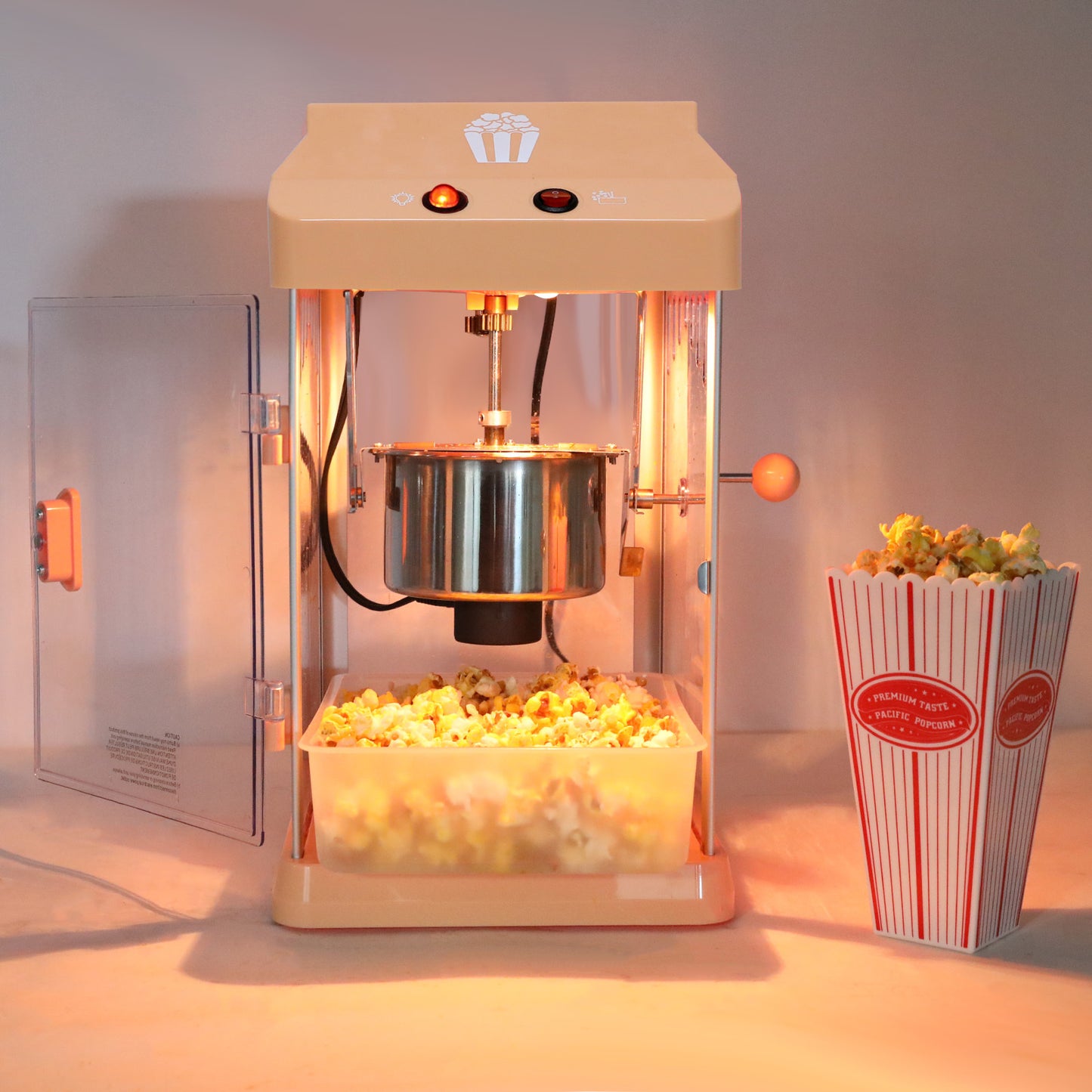 4oz Tabletop Popcorn Machine Popcorn Popper Machine Pop Corn Machine Popcorn Maker With Stainless-Steel Kettle, Measuring Tool and Popcorn Scoop For Home, Family, Movie Night Orange