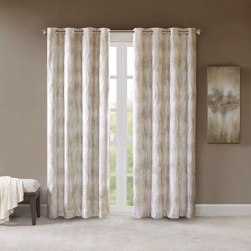 Printed Jacquard Grommet Top Total Blackout Curtain Panel(Only 1 Pc Panel)