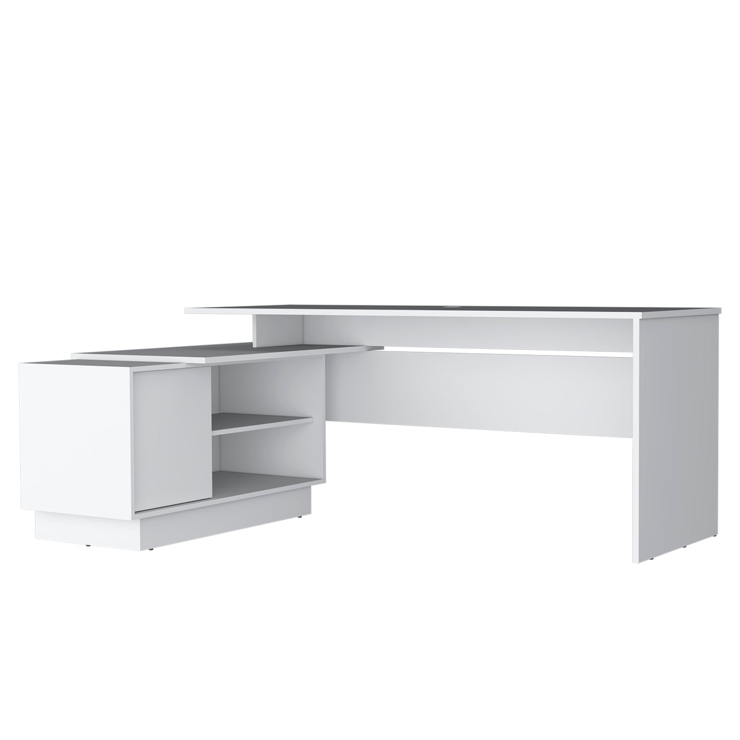 Emery L-Shaped 70" Wide Desk with One Cabinet and Two Open Shelves