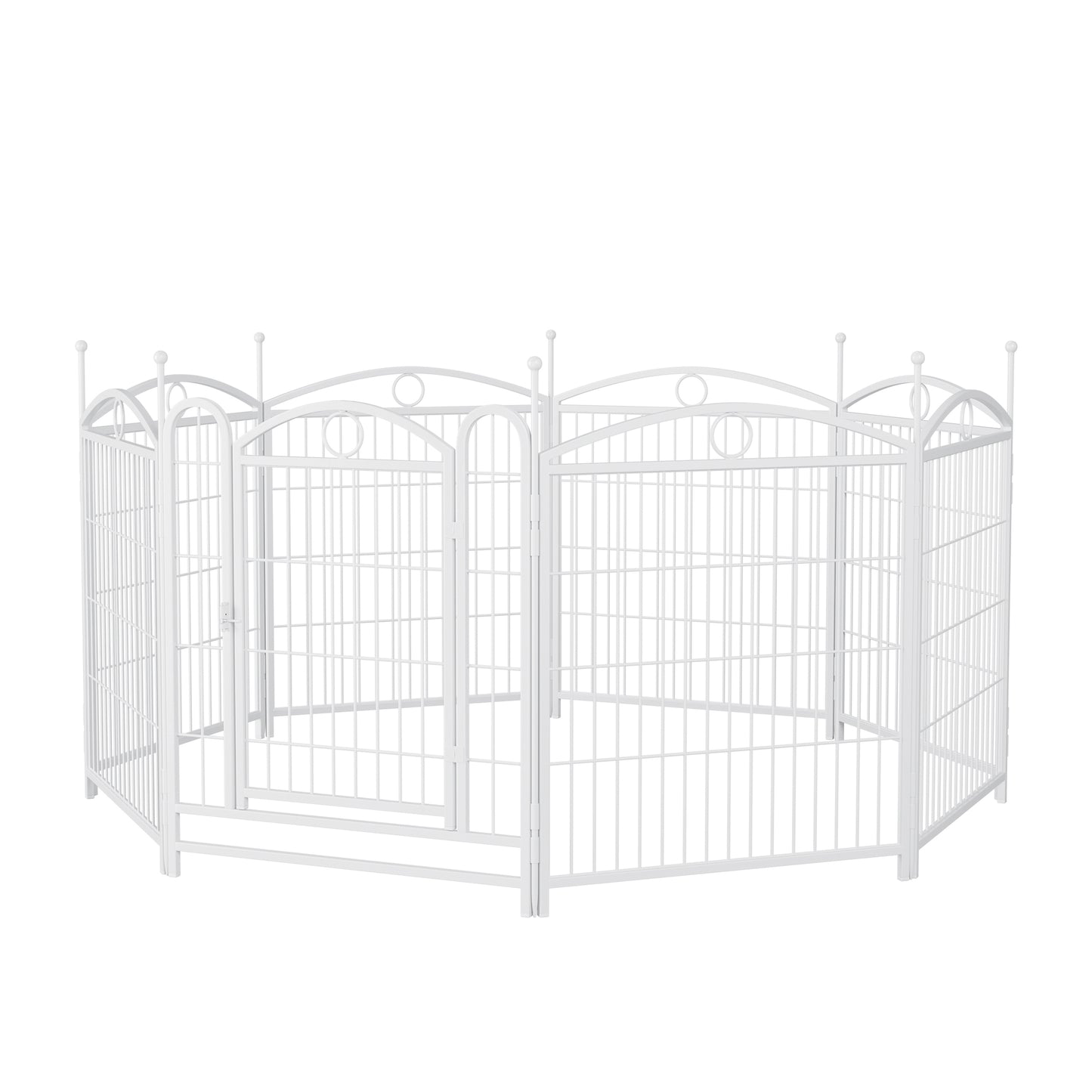 Dog Playpen Indoor 32 inch 8 Panels Metal Dog Pen Pet Dog Fence Outdoor Exercise Pen with Doors, Heavy Duty Dog Fence Puppy Pen for Large Medium Small Dogs Indoor Outdoor Foldable Pet Exercise Pen