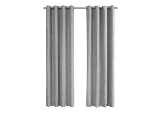 Curtain Panel, 2pcs Set, 54'w X 95'l, Room Darkening, Grommet, Living Room, Bedroom, Kitchen, Grey Micro Suede, Contemporary, Modern