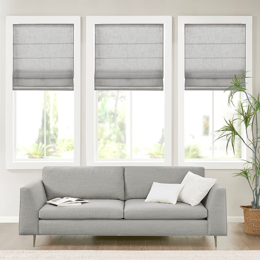 Linen Blend Light Filtering Cordless Roman Shade Grey 34x64'