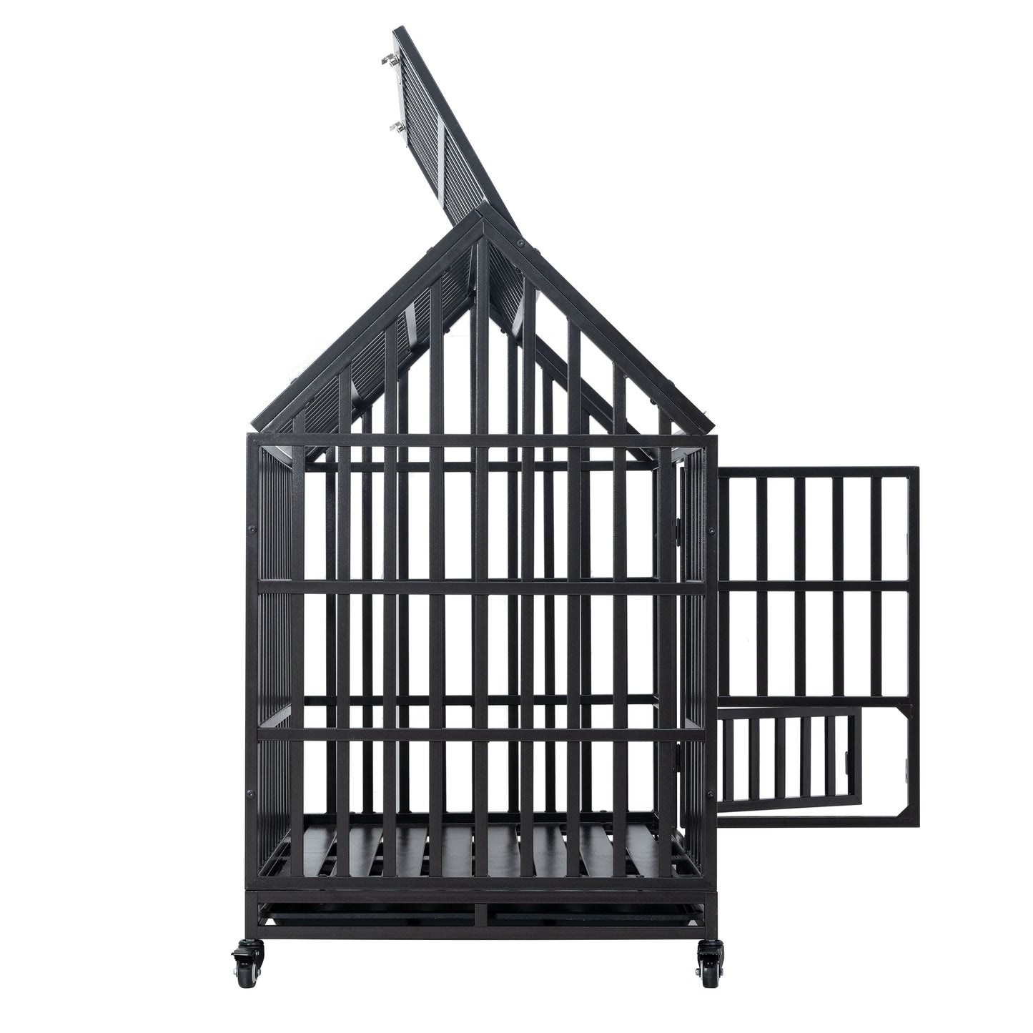 Heavy Duty Dog Cage  pet Crate with Roof & window on roof