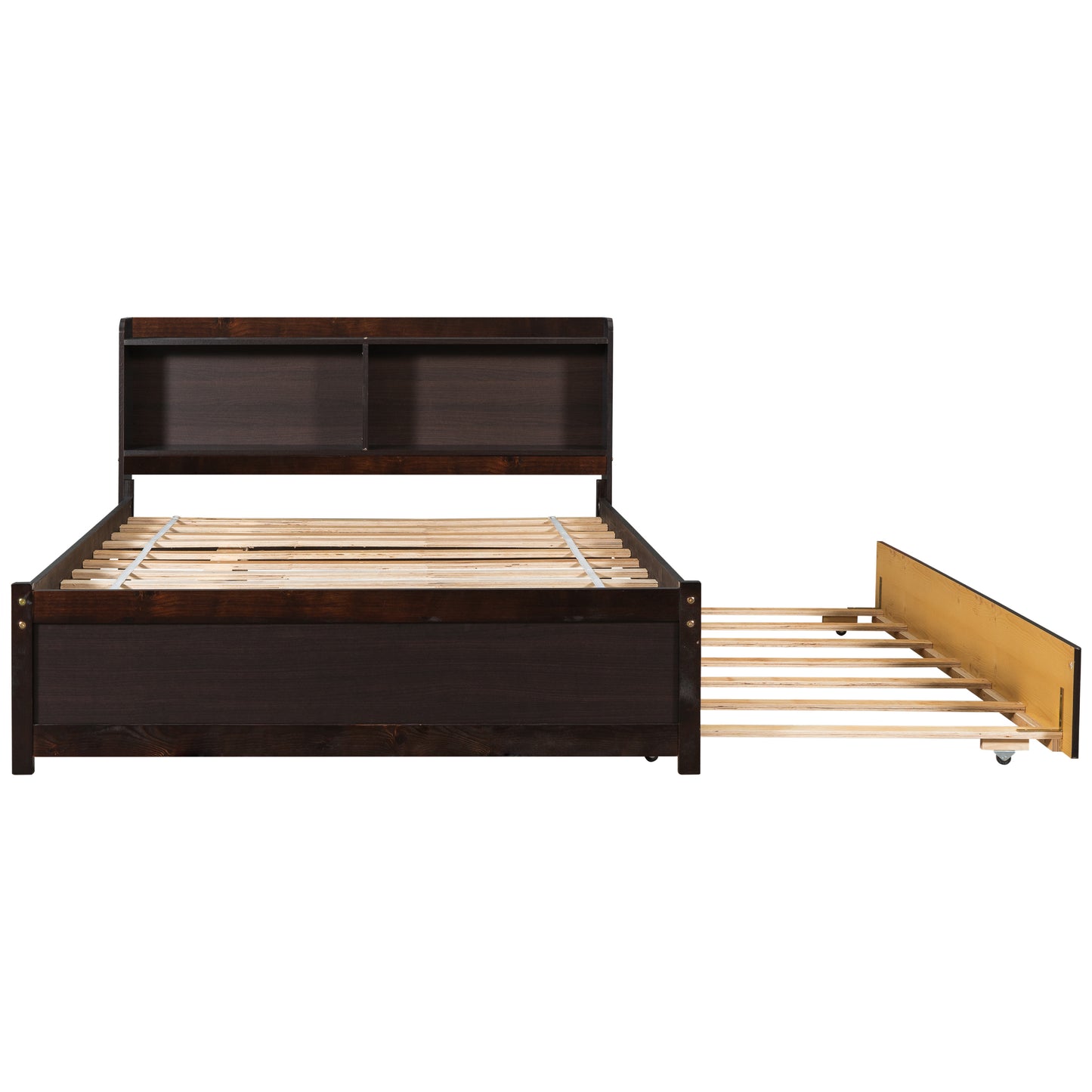 Full Bed with Trundle,Bookcase,Espresso