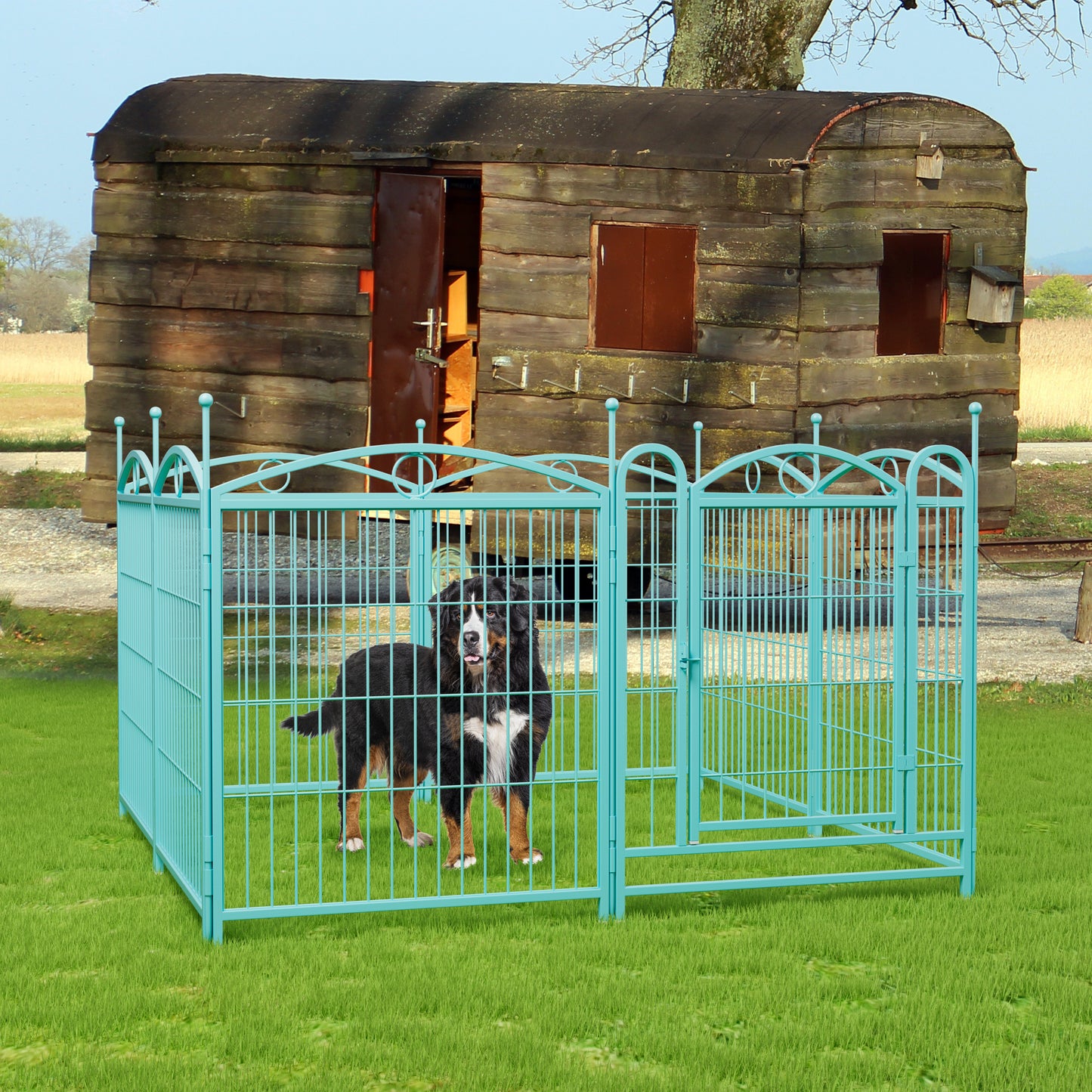 Dog Playpen Indoor 32 inch 8 Panels Metal Dog Pen Pet Dog Fence Outdoor Exercise Pen with Doors, Heavy Duty Dog Fence Puppy Pen for Large Medium Small Dogs Indoor Outdoor Foldable Pet Exercise Pen