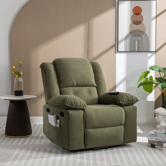 Massage Recliner,Power Lift Chair for Elderly with Adjustable Massage and Heating Function,Recliner Chair with Infinite Position and Side Pocket for Living Room (Old SKU:WF308781AAF),Green