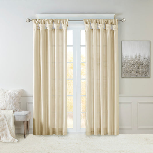 Twist Tab Lined Window Curtain Panel Champagne 50x95'